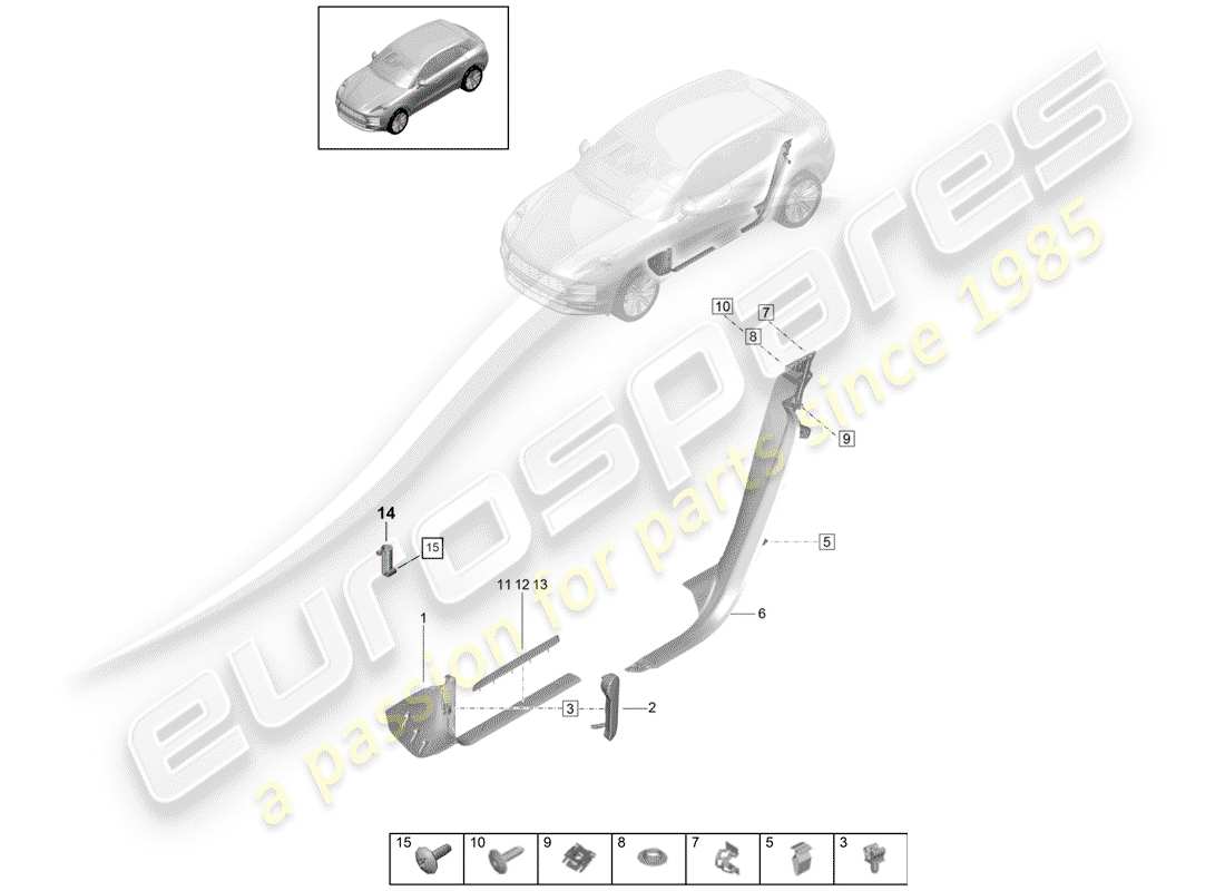 porsche 2019 (macan) placa de protección - panel de albergue diagrama de piezas