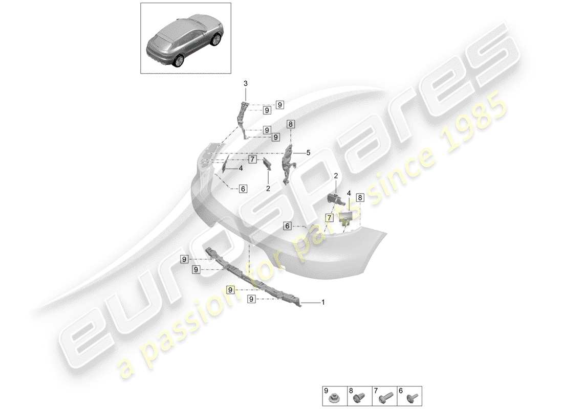 porsche 2019 (macan) diagrama de piezas de sujetadores