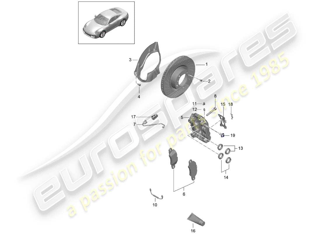 porsche 2015 (991-1) frenos de disco diagrama de piezas