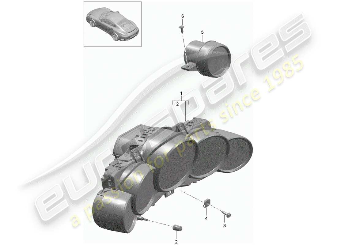 porsche 2020 (991-2 turbo) diagrama de piezas del grupo de instrumentos