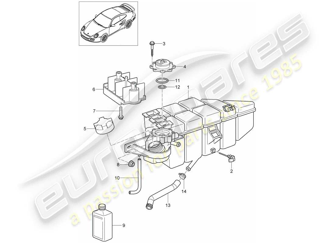 porsche 2012 (997-2 turbo / gt2 rs) refrigeración por agua 4 diagrama de piezas