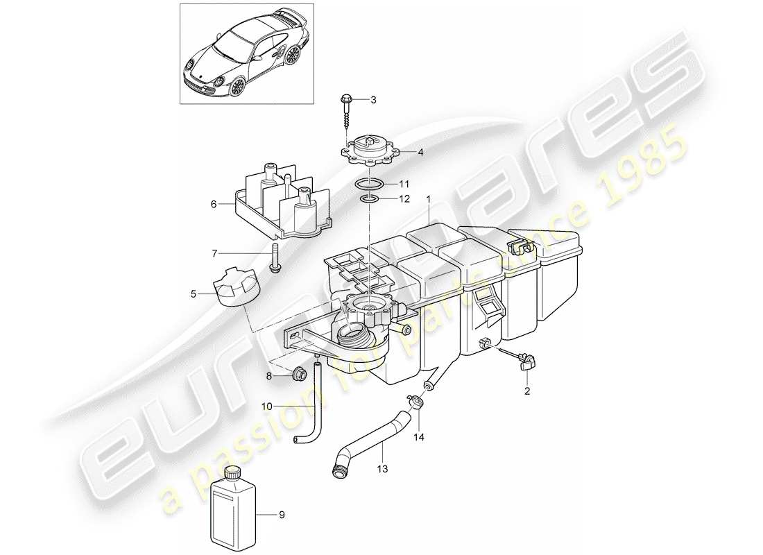 porsche 911 t/gt2rs (2012) refrigeración por agua 4 diagrama de piezas