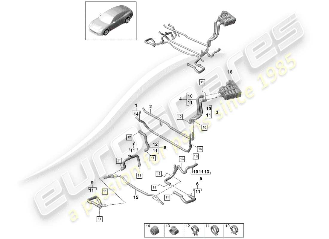 porsche 2020 (panamera 971-1) diagrama de piezas del calentador