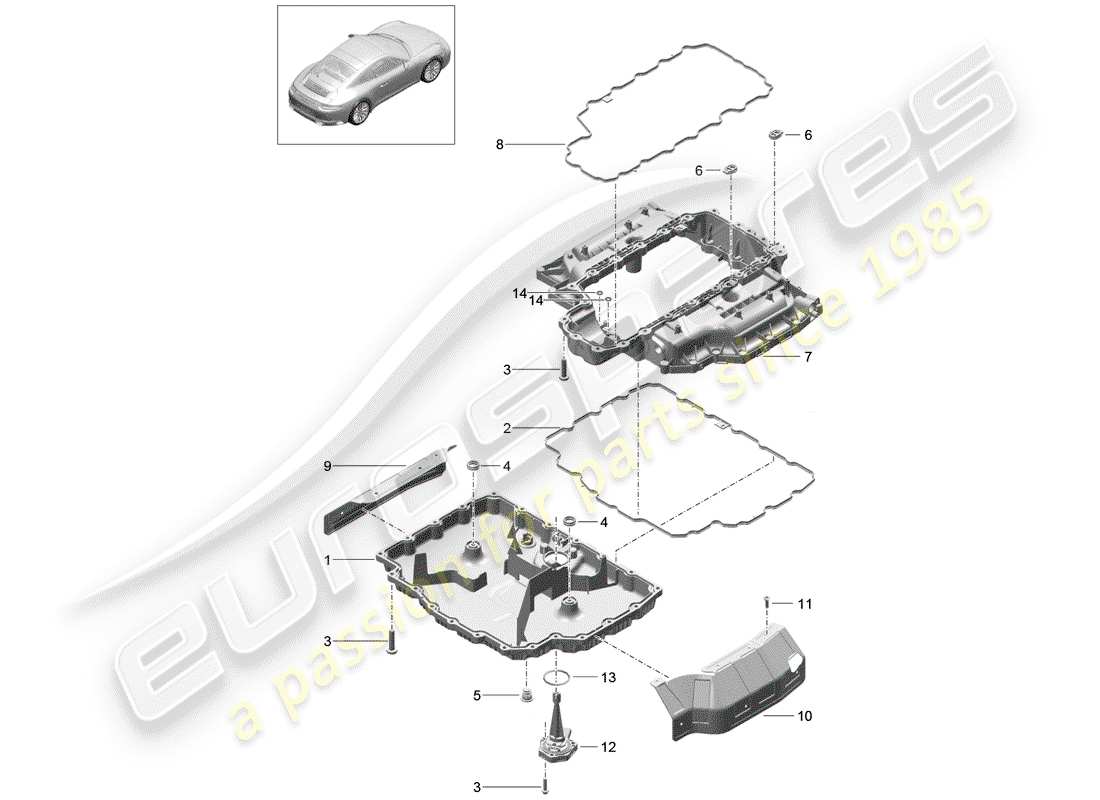 porsche 2019 (991-2) diagrama de piezas del cárter de aceite