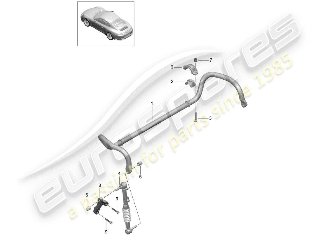 porsche 2019 (991-2) diagrama de piezas del estabilizador