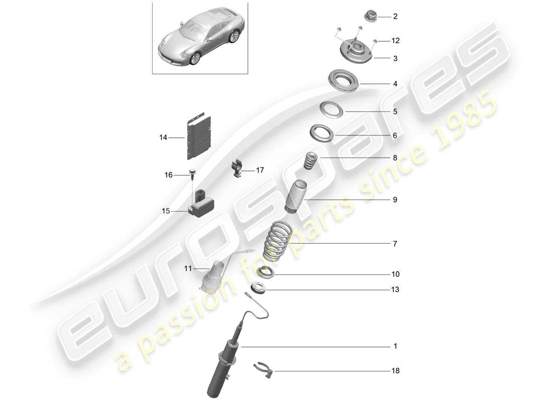 porsche 2019 (991-2) suspensión diagrama de piezas