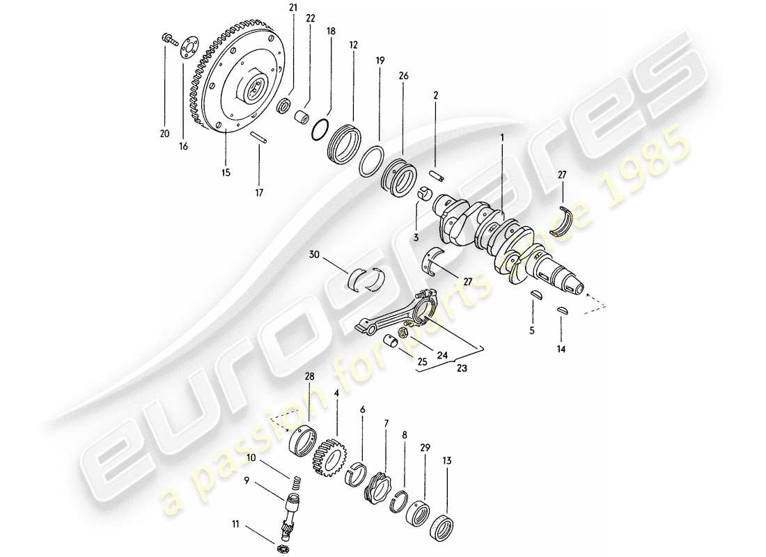 porsche 1976 (914) cigüeñal diagrama de piezas