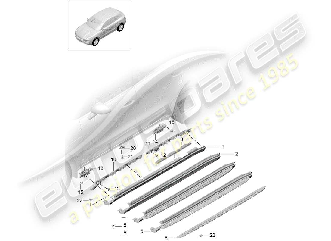 porsche 2017 (macan) diagrama de piezas de trims