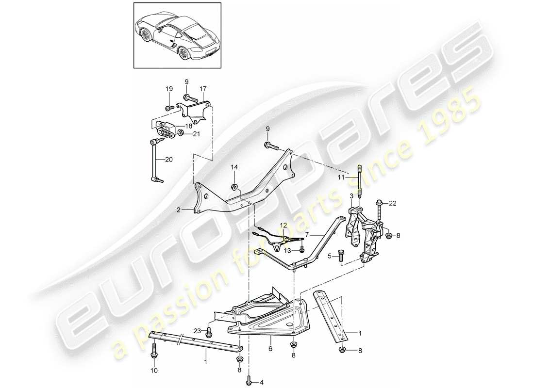 porsche 2011 (987 cayman) eje posterior diagrama de piezas