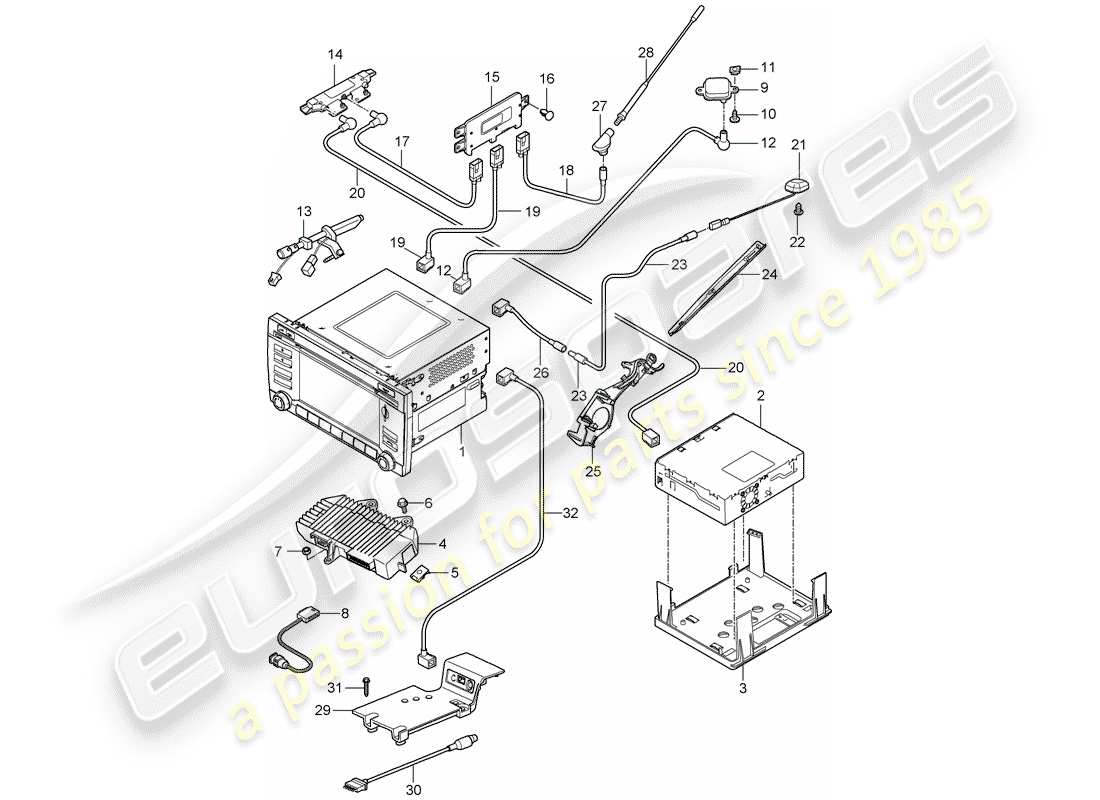 porsche 2012 (987 boxster) unidad operativa diagrama de piezas