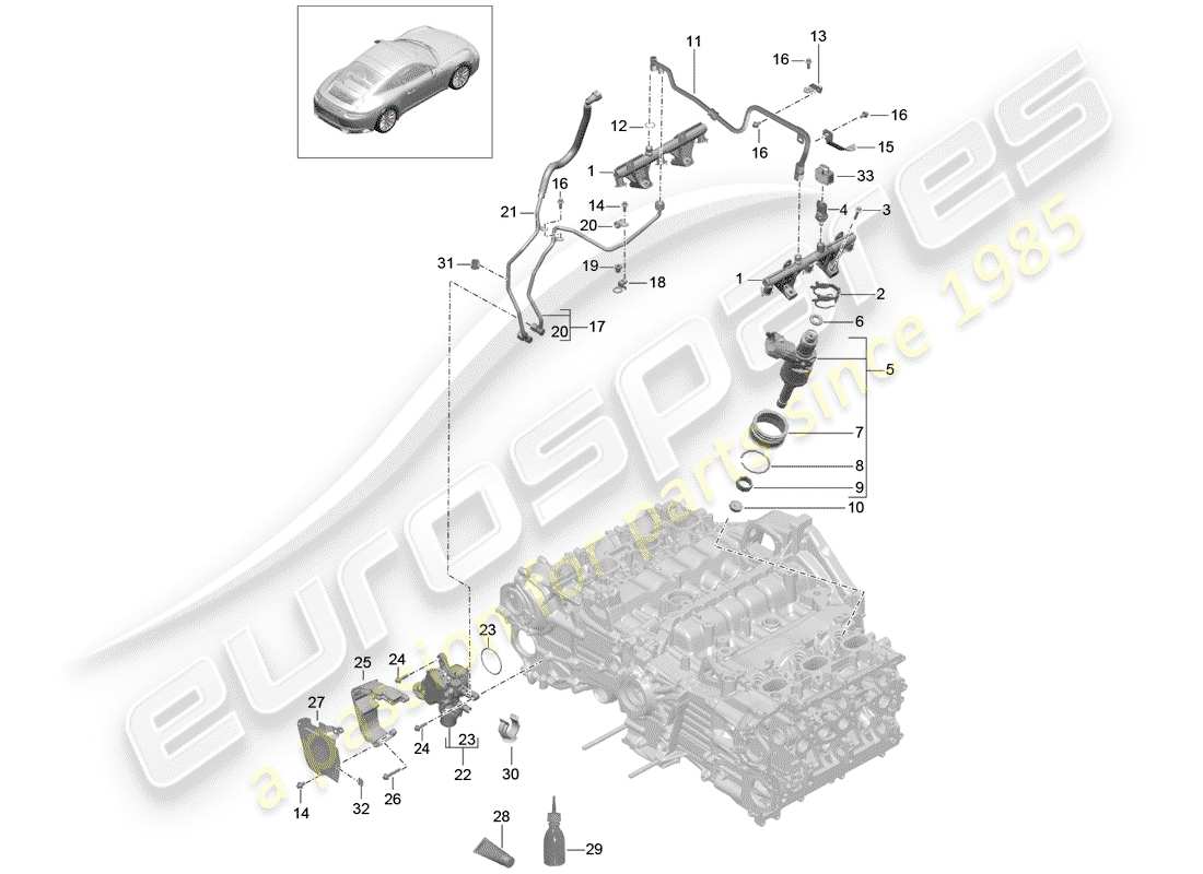 porsche 991 turbo (2019) diagrama de piezas del tubo de recogida de combustible