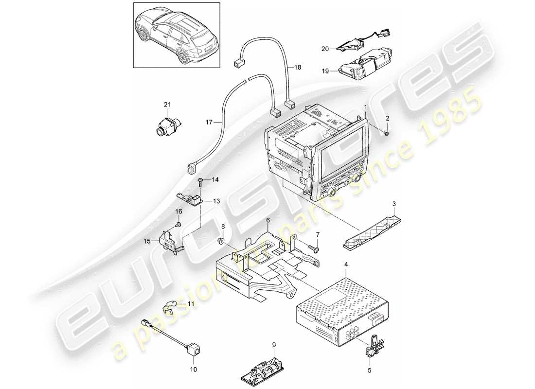 porsche 2016 (cayenne e2 92a) diagrama de piezas del sistema de navegación