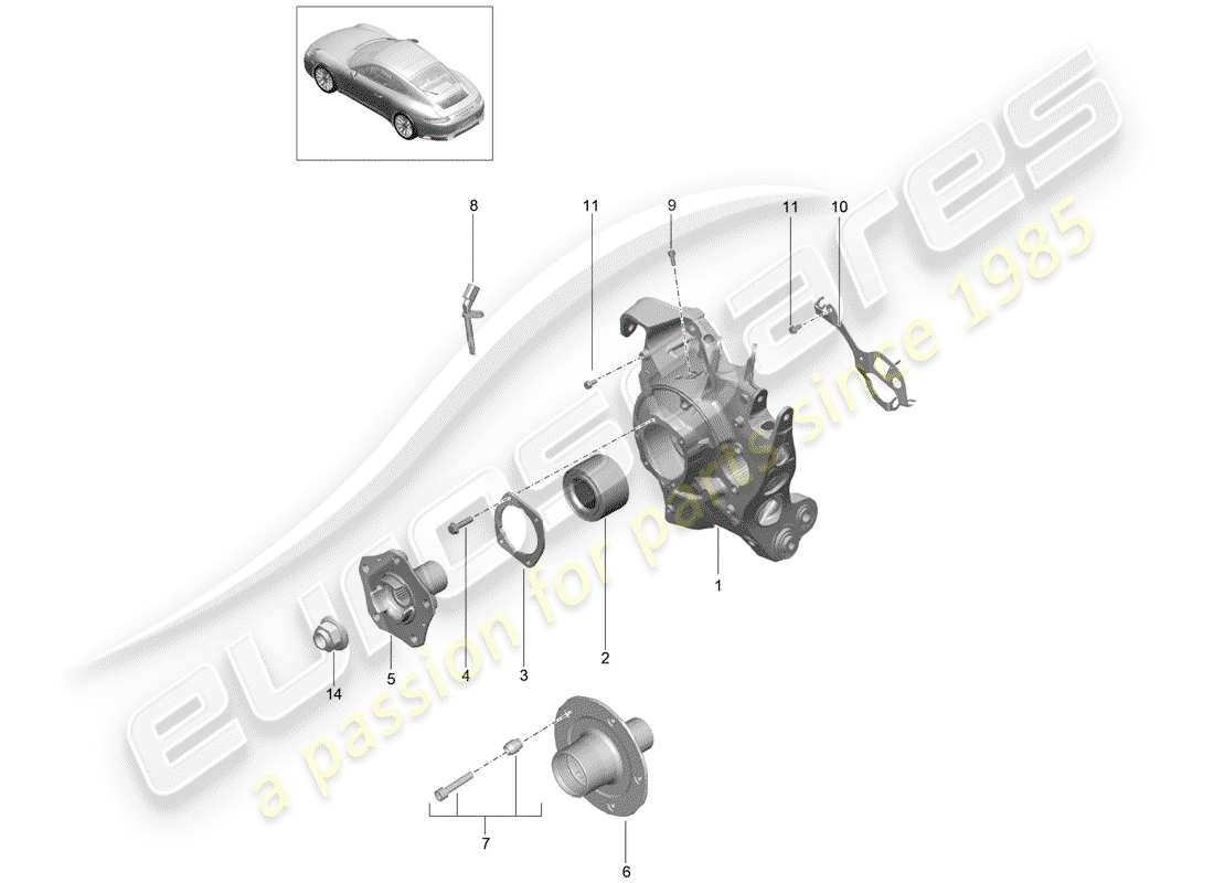 porsche 991 gen. 2 (2017) diagrama de piezas del eje trasero