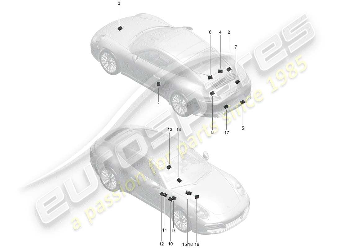 porsche 2017 (991-2) señales/avisos diagrama de piezas