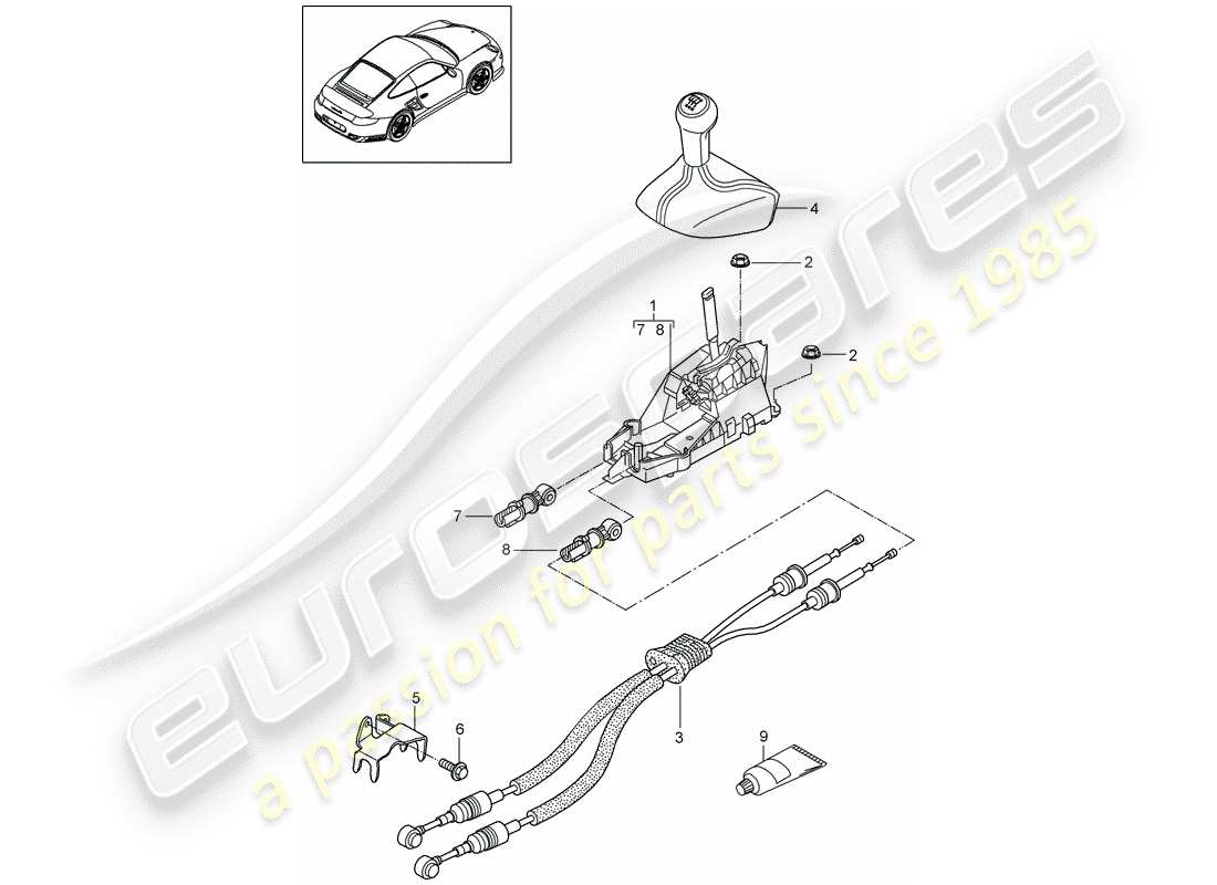 porsche 2011 (997-2 turbo / gt2 rs) interruptor de transmisión diagrama de piezas