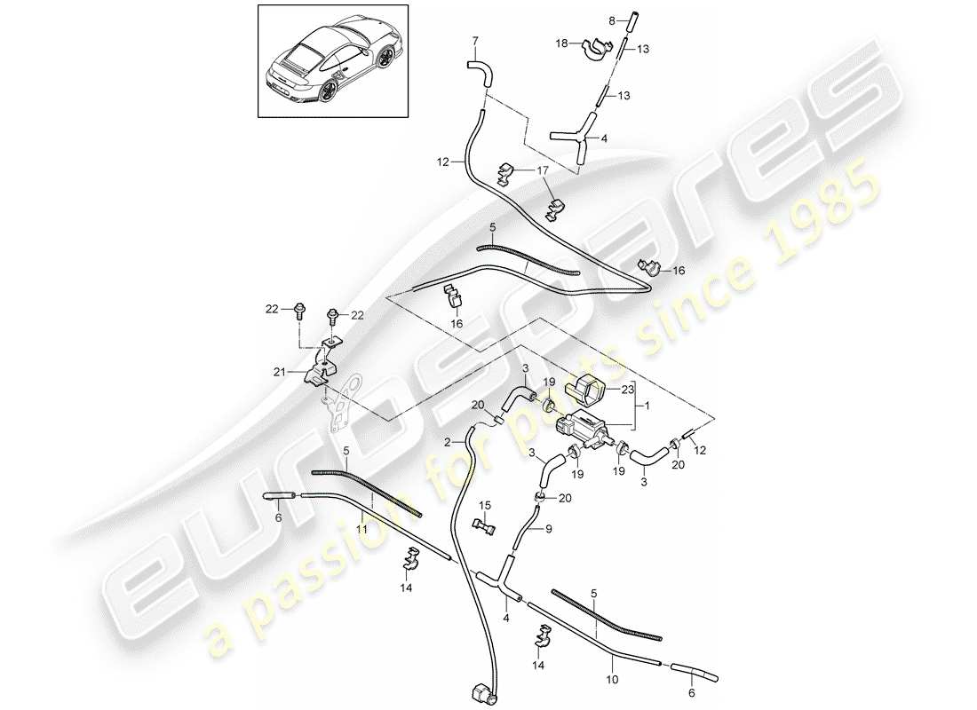porsche 2011 (997-2 turbo / gt2 rs) control de vacío diagrama de piezas