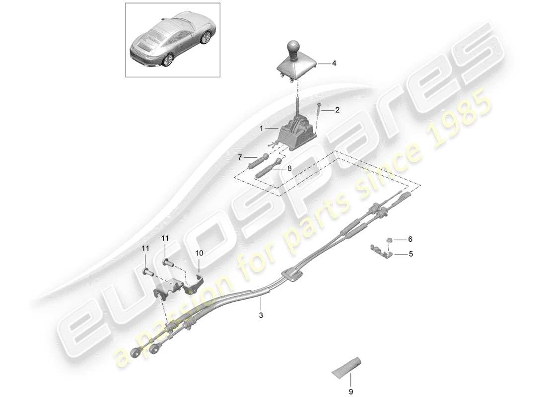 porsche 2017 (991-2) diagrama de piezas del mecanismo de cambio