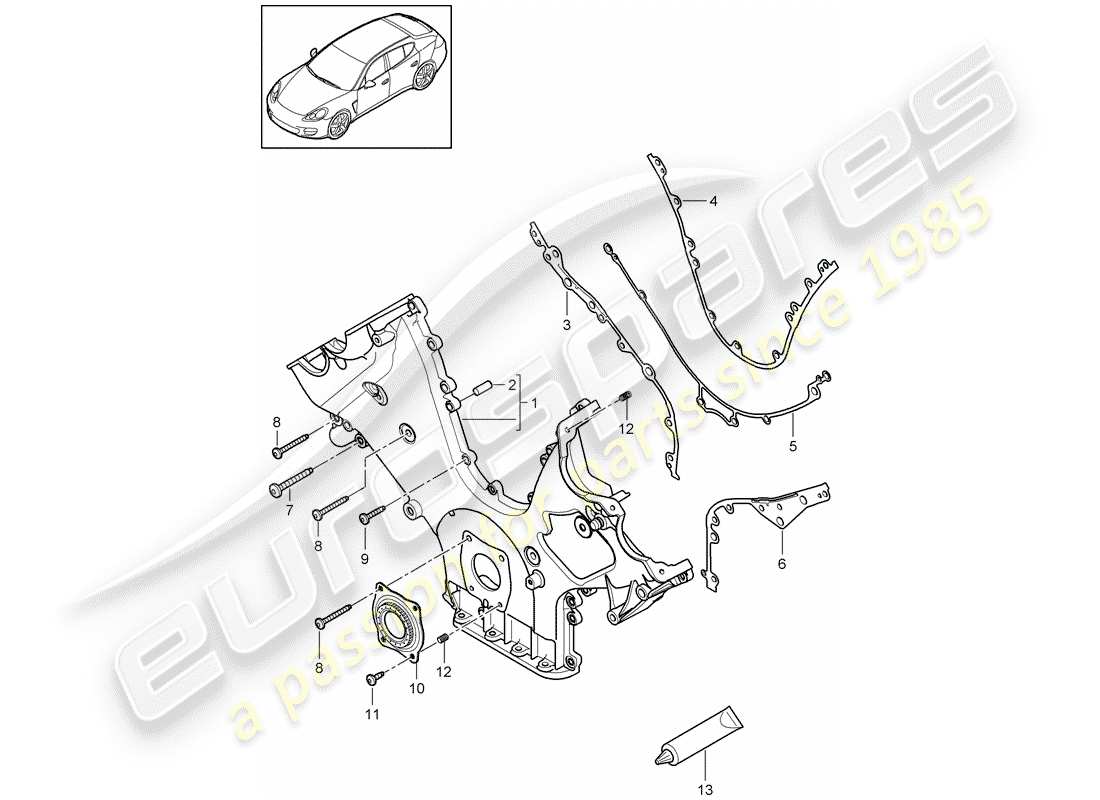 porsche 2011 (panamera 970) tapa para cadena de distribución diagrama de piezas