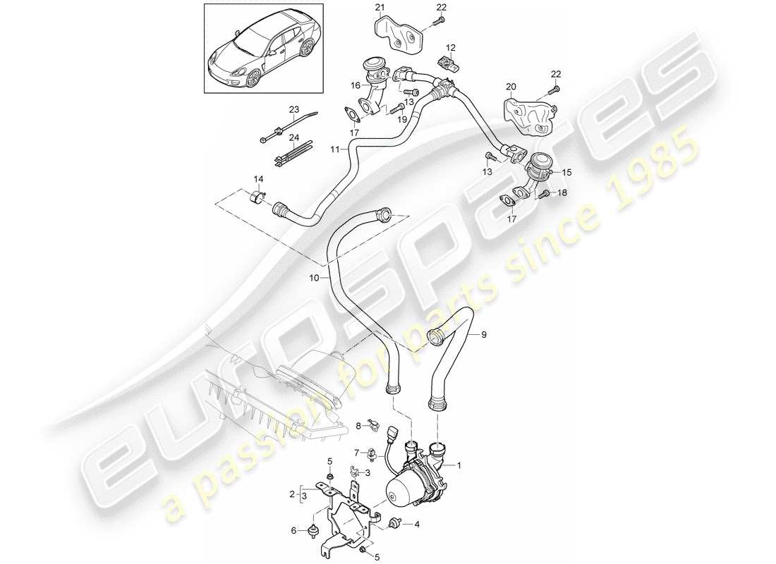 porsche 2011 (panamera 970) sistema de control de emisiones de escape diagrama de piezas