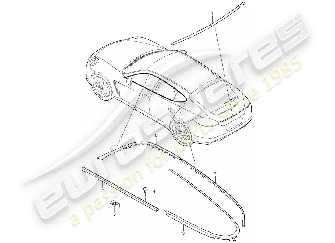 porsche 2011 (panamera 970) accesorios decorativos diagrama de piezas