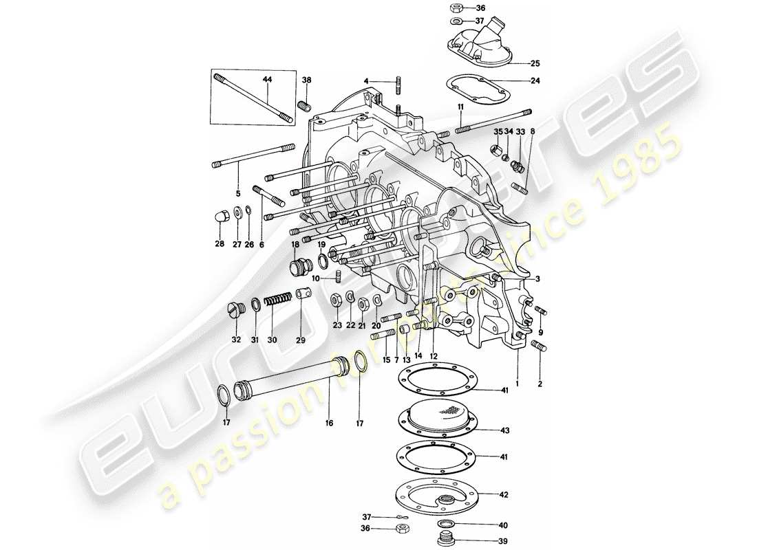 porsche 1972 (914) crankcase diagrama de piezas
