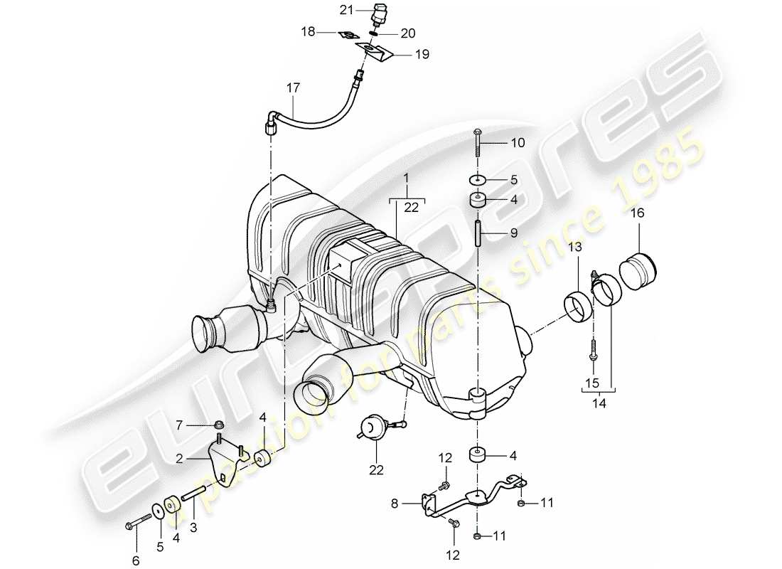 porsche 2004 (carrera gt) sistema de escape - silenciador de escape, trasero - tubo de escape diagrama de piezas