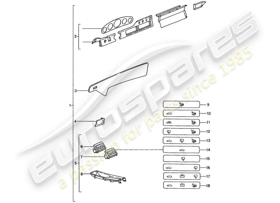 porsche 2006 (tequipment) compartimiento de pasajero diagrama de piezas