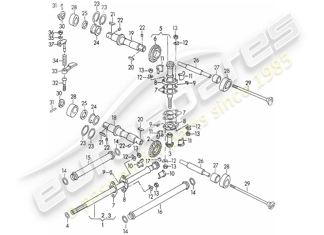 porsche 1952 (356/356a) control de válvula diagrama de piezas