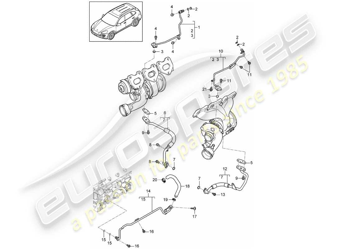 porsche 2016 (cayenne e2 92a) diagrama de piezas del tubo de aceite