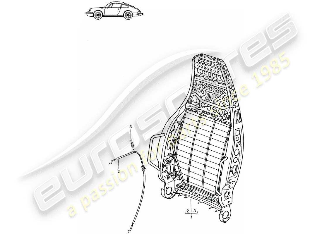 porsche seat 944/968/911/928 (1997) estructura del respaldo - asiento deportivo - d - mj 1987>> - mj 1989 diagrama de piezas