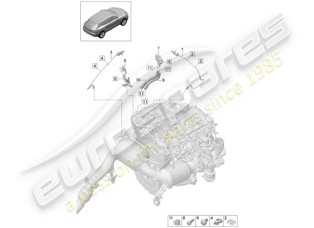 porsche 2019 (macan) sensor de presión diferencial diagrama de piezas