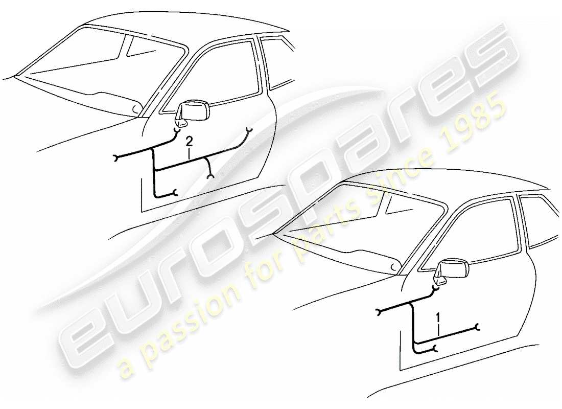 porsche 1986 (944) arneses de cableado - puertas diagrama de piezas