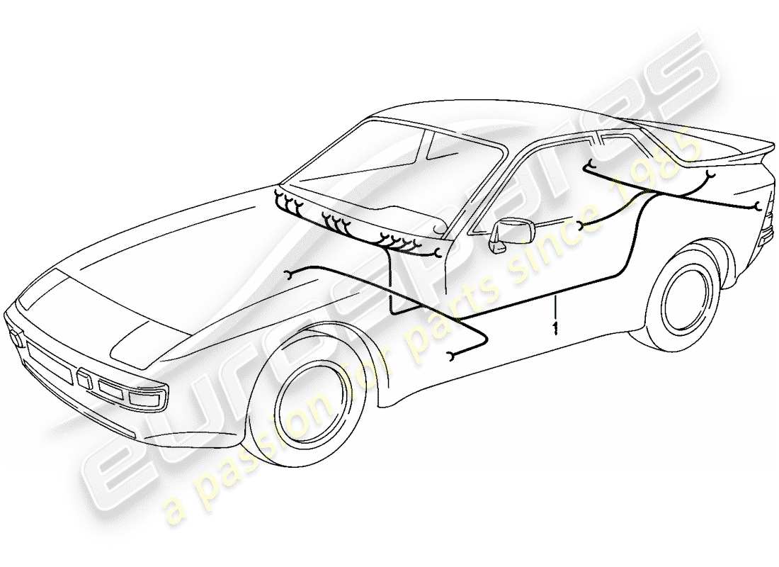 porsche 1986 (944) mazo de cables - habitáculo diagrama de piezas