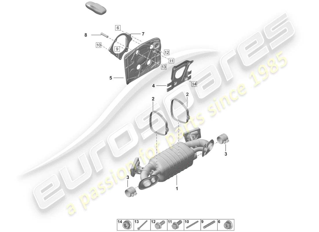 porsche 2020 (992-1) silenciador diagrama de piezas