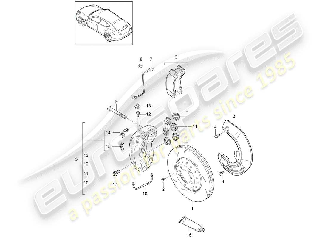 porsche 2013 (panamera 970) frenos de disco diagrama de piezas