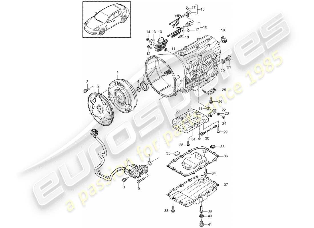 porsche 2013 (panamera 970) transmisión de repuesto diagrama de piezas