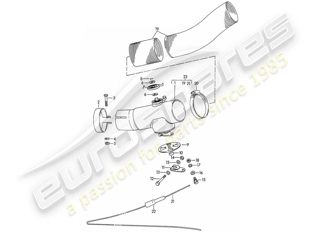 porsche 1964 (356b/356c) suministro de aire de calefacción - d - mj 1964>> diagrama de piezas