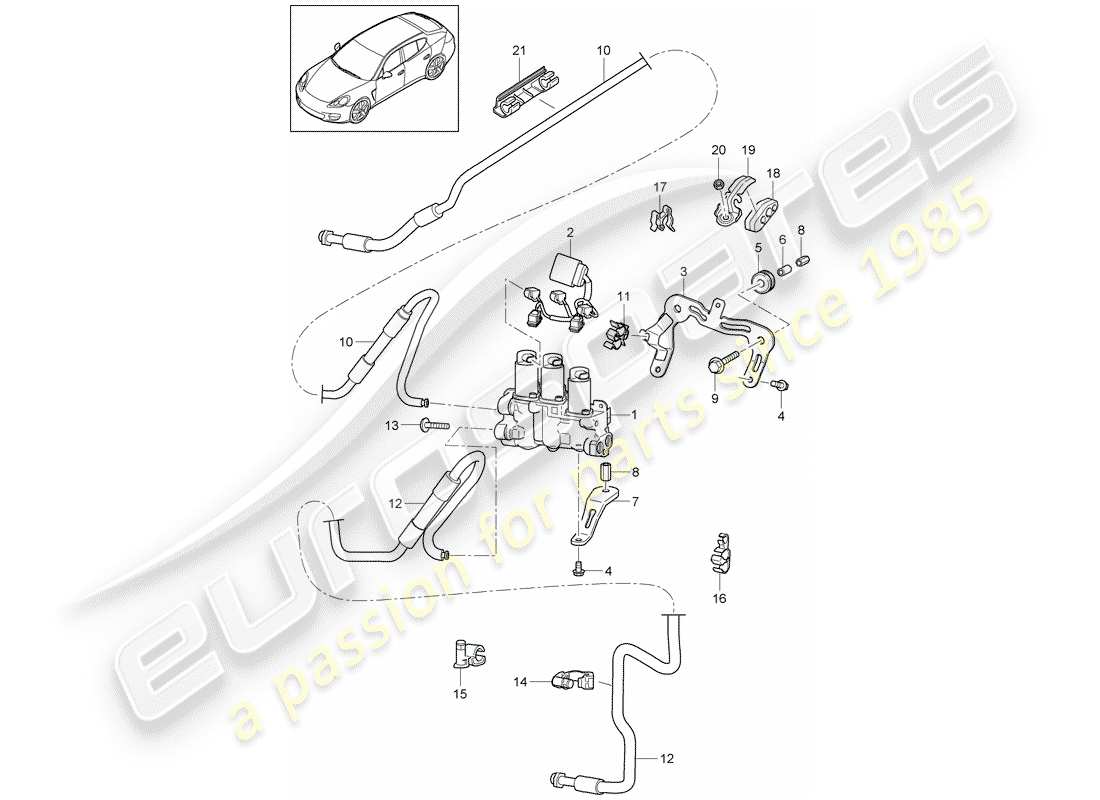 porsche 2011 (panamera 970) diagrama de piezas del estabilizador