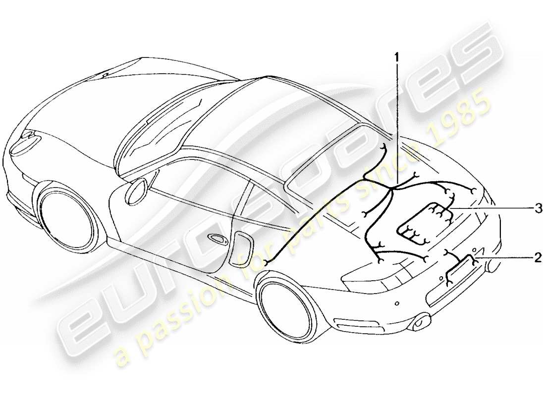 porsche 2003 (996 turbo / gt2) mazo de cables - extremo trasero - luz de freno adicional - tapa de maletero trasero - luz de matrícula - motor - transmisión - kit de reparación - sistema freno antibloqueo -abs- - indicador de desgaste de pastillas de freno - eje trasero diagrama de piezas