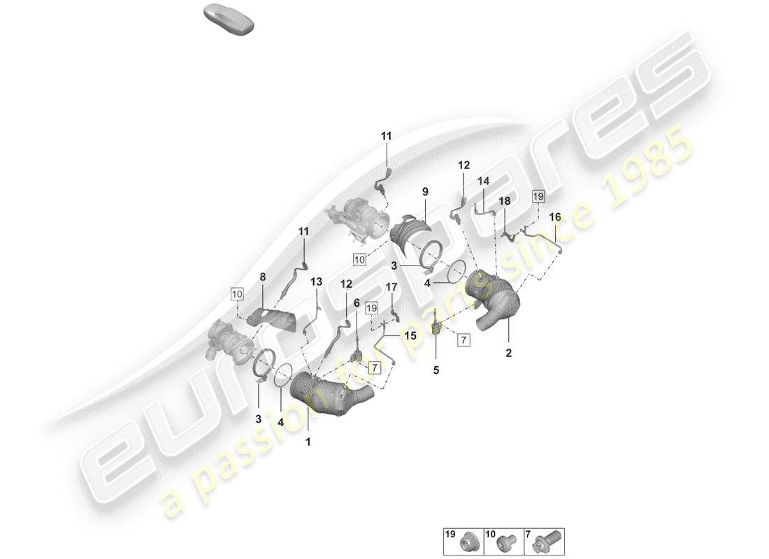 porsche 2019 (992-1) catalizador diagrama de piezas