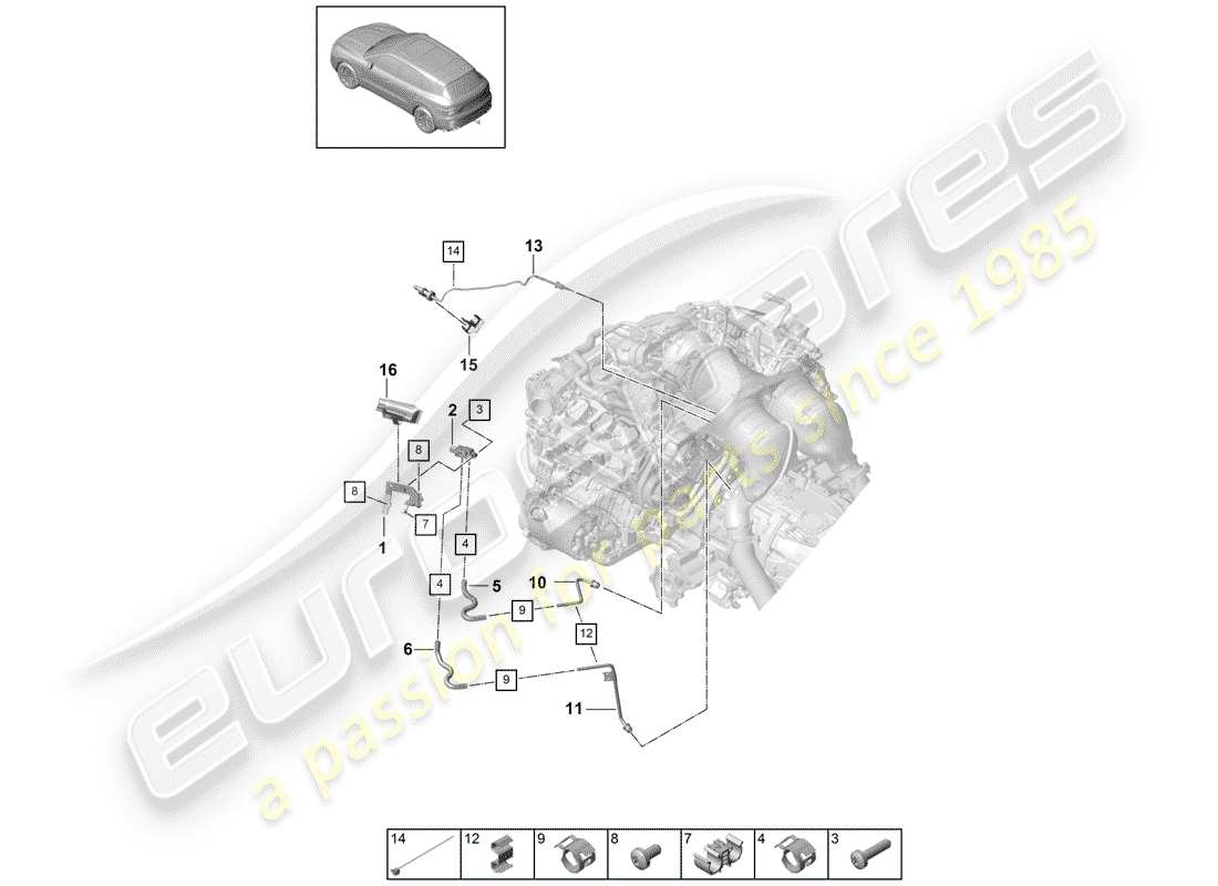 porsche 2020 (cayenne e3 9ya/9yb) línea de control con diferencial diagrama de piezas