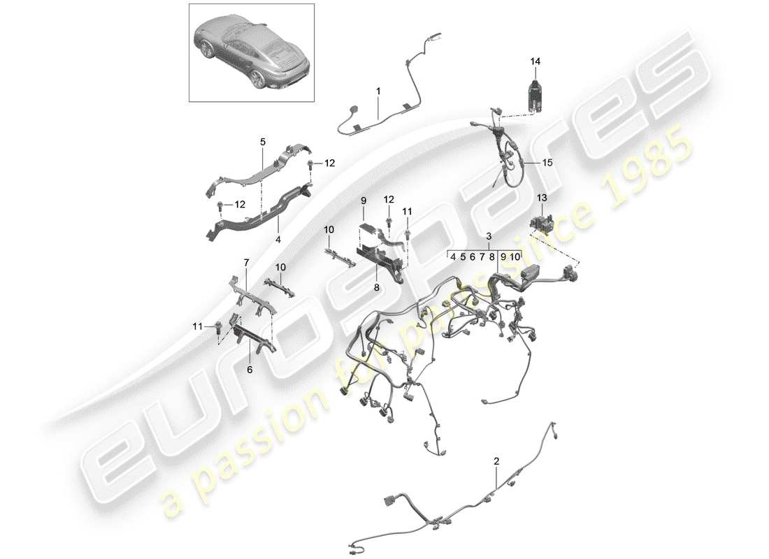 porsche 2020 (991-2 turbo) arneses de cableado diagrama de piezas