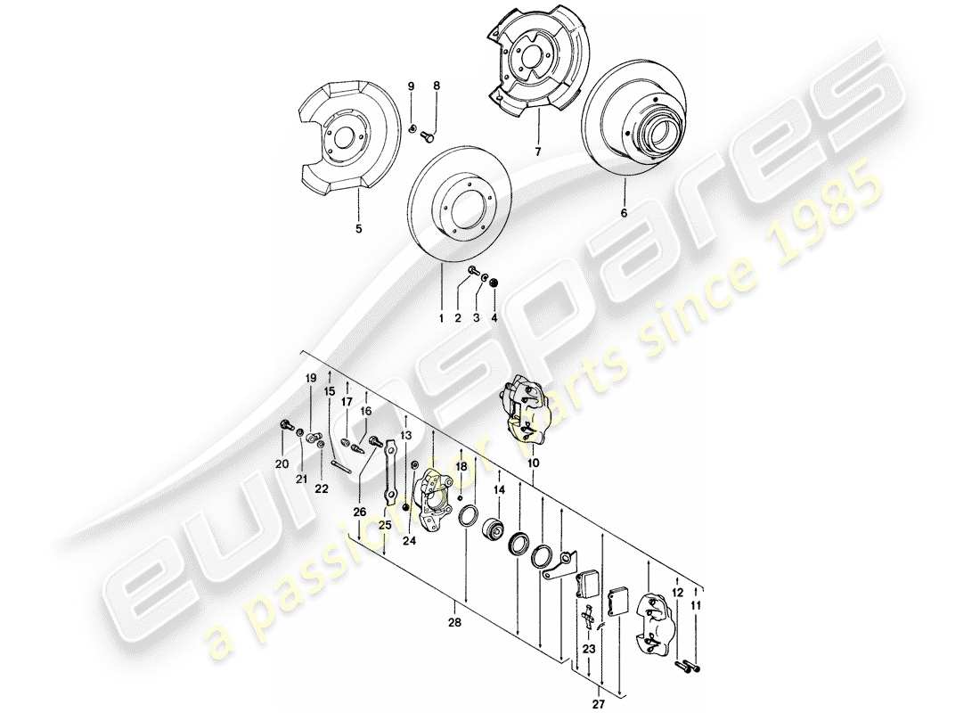 porsche 1972 (914) frenos de disco diagrama de piezas