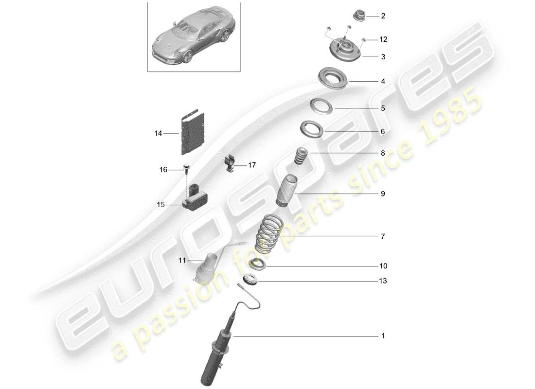 porsche 2020 (991-2 turbo) diagrama de piezas de suspensión