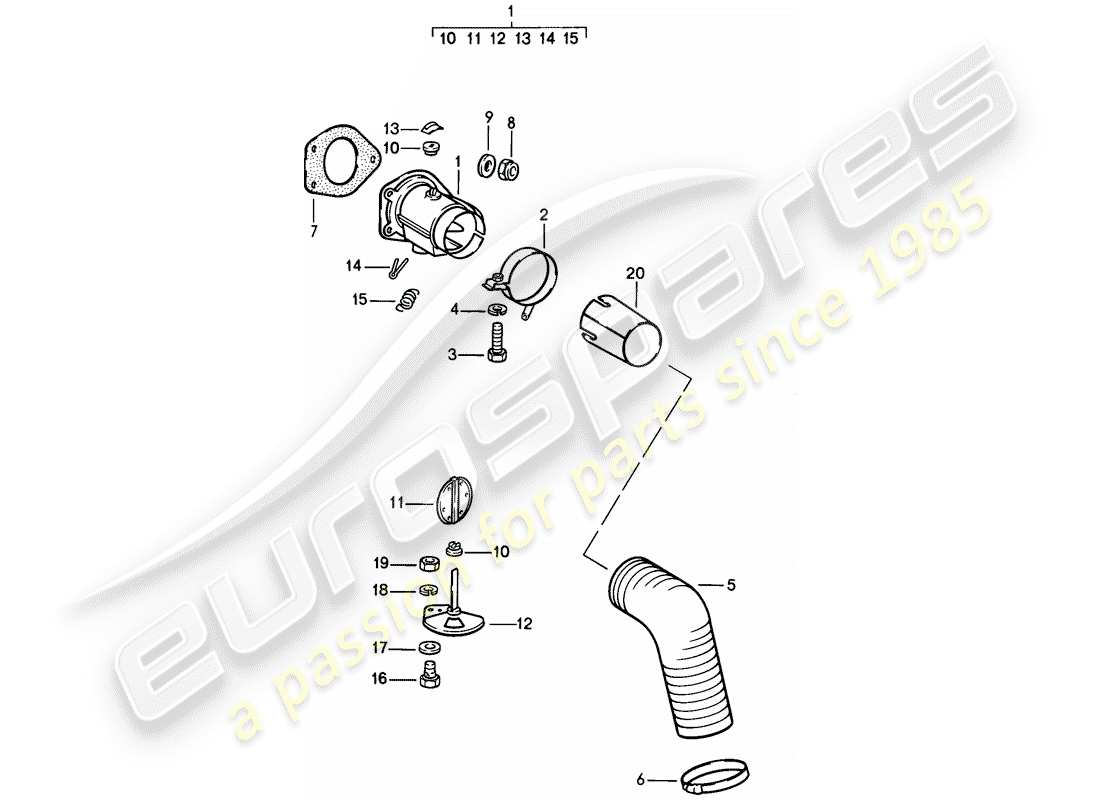 porsche 1984 (911) suministro de aire de calefacción diagrama de piezas