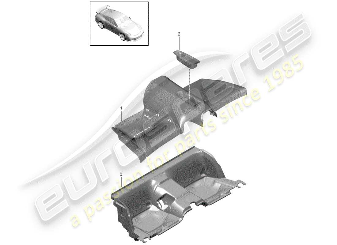porsche 2017 (991-2 r/gt3/rs) diagrama de piezas de la cubierta