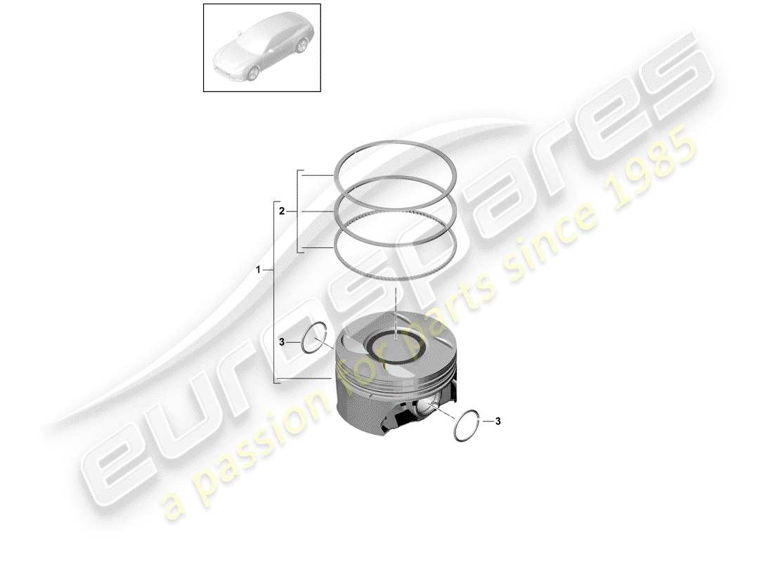 porsche 2019 (panamera 971-1) pistón diagrama de piezas