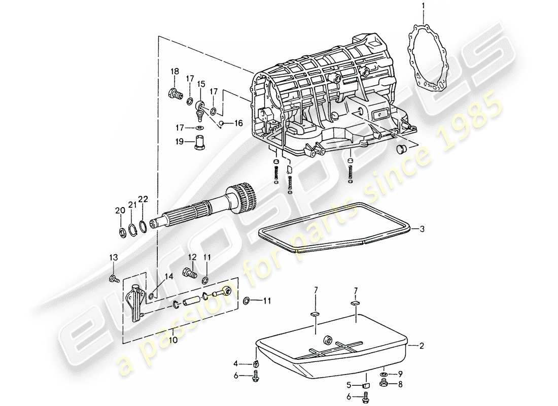 porsche 1995 (993) tiptronic - caja de transmisión - cárter de aceite diagrama de piezas