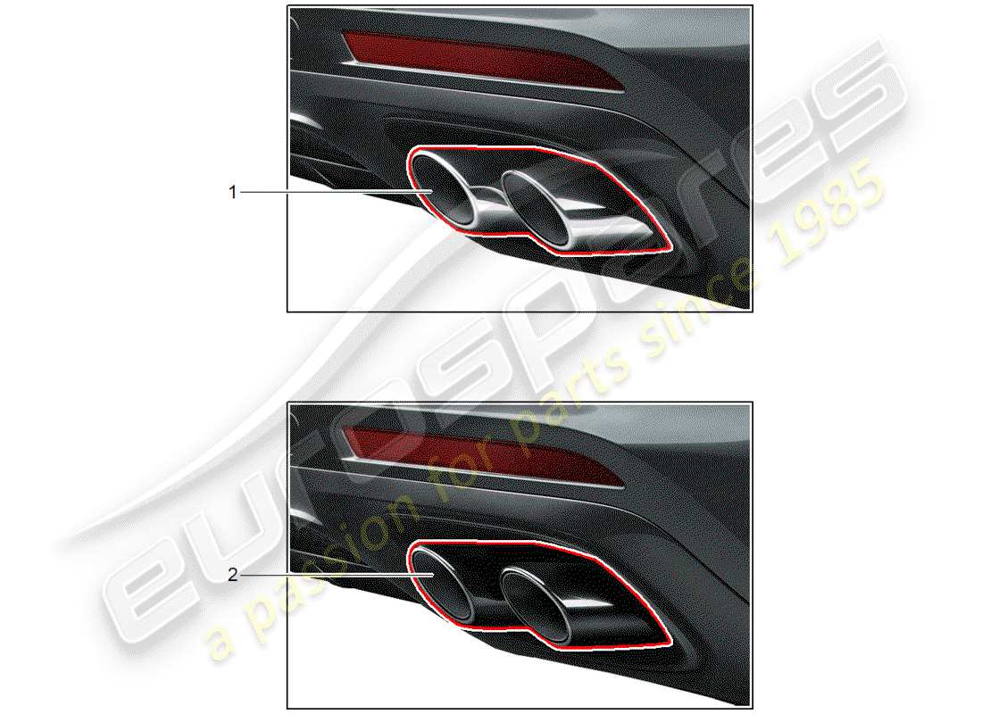 porsche 2019 (tequipment panamera) tubo de escape diagrama de piezas