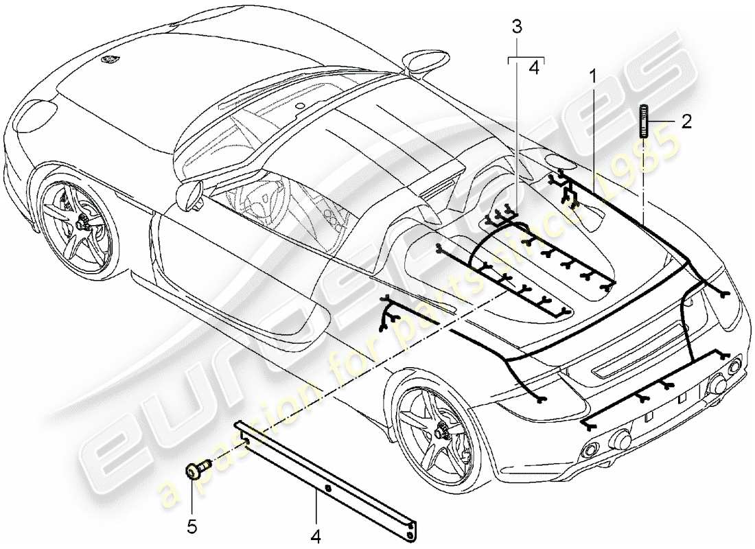 porsche 2004 (carrera gt) mazo de cables - parte trasera - motor - kit de reparación - sistema freno antibloqueo -abs- - indicador de desgaste de pastillas de freno - eje trasero diagrama de piezas
